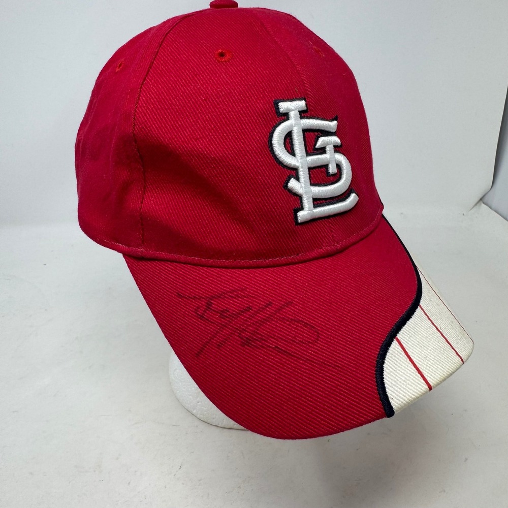 Tony LaRussa Signed St. Louis Cardinals MLB Hat Red Pinstripe Adjustable‎ Cap